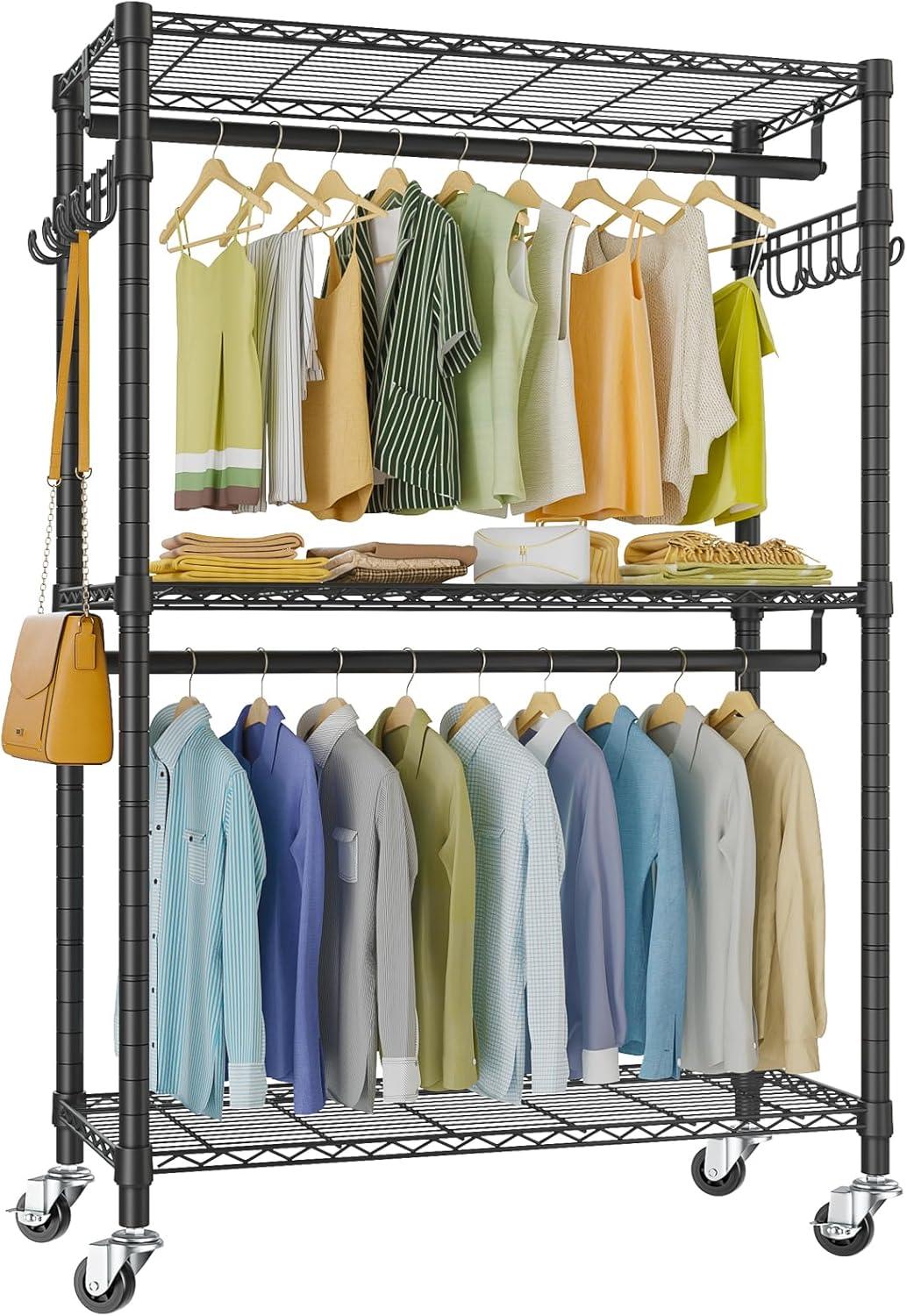 Versatile 3-tier rack, tested in closets—surprising space.save!