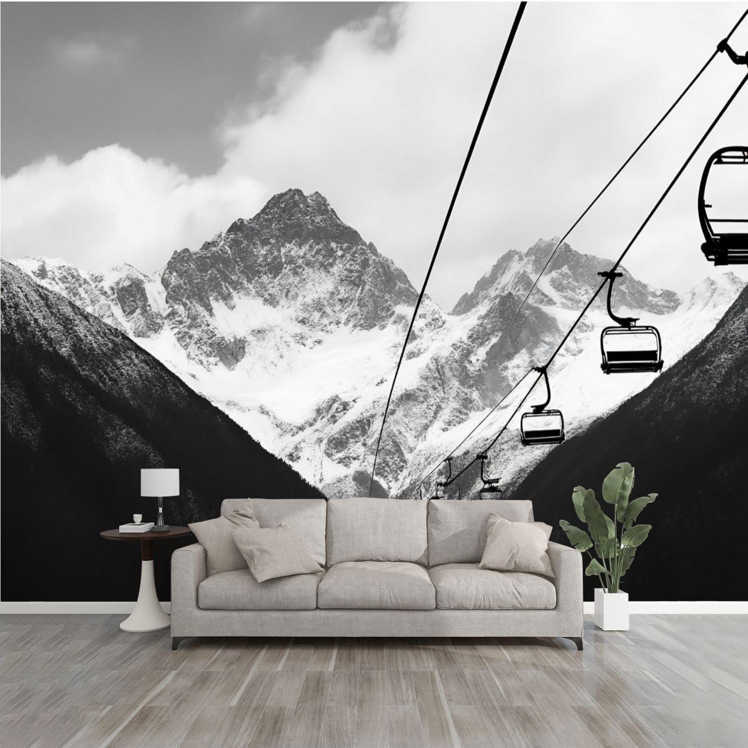 Adhesive Chair Lift Mural... Testing Snowy Resort Style! Peelable, Dorm Decor