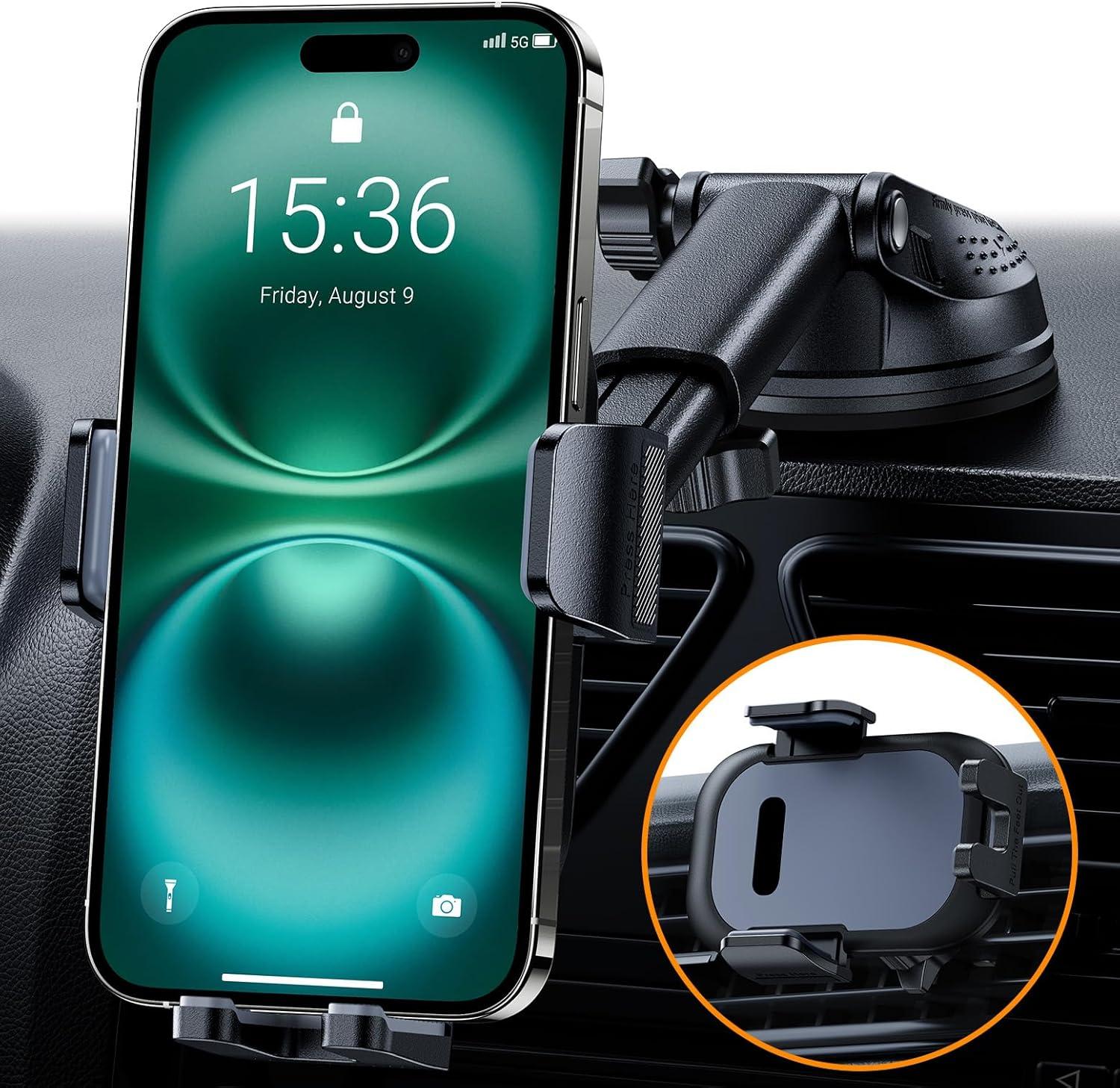 Powerful Suction vs Universal Mount: Stable, 360-Degree Holderunittested for All Phones... Buyer’s Benefit!