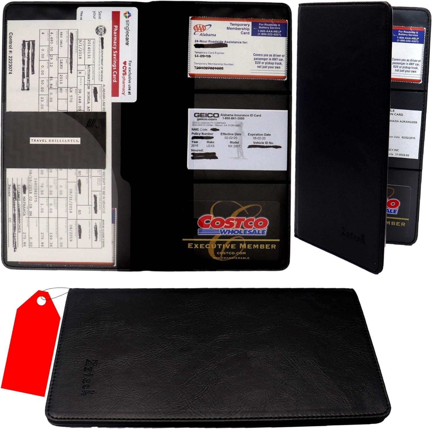 Holder tested versus organizer… Black PU leather glovebox payoff!