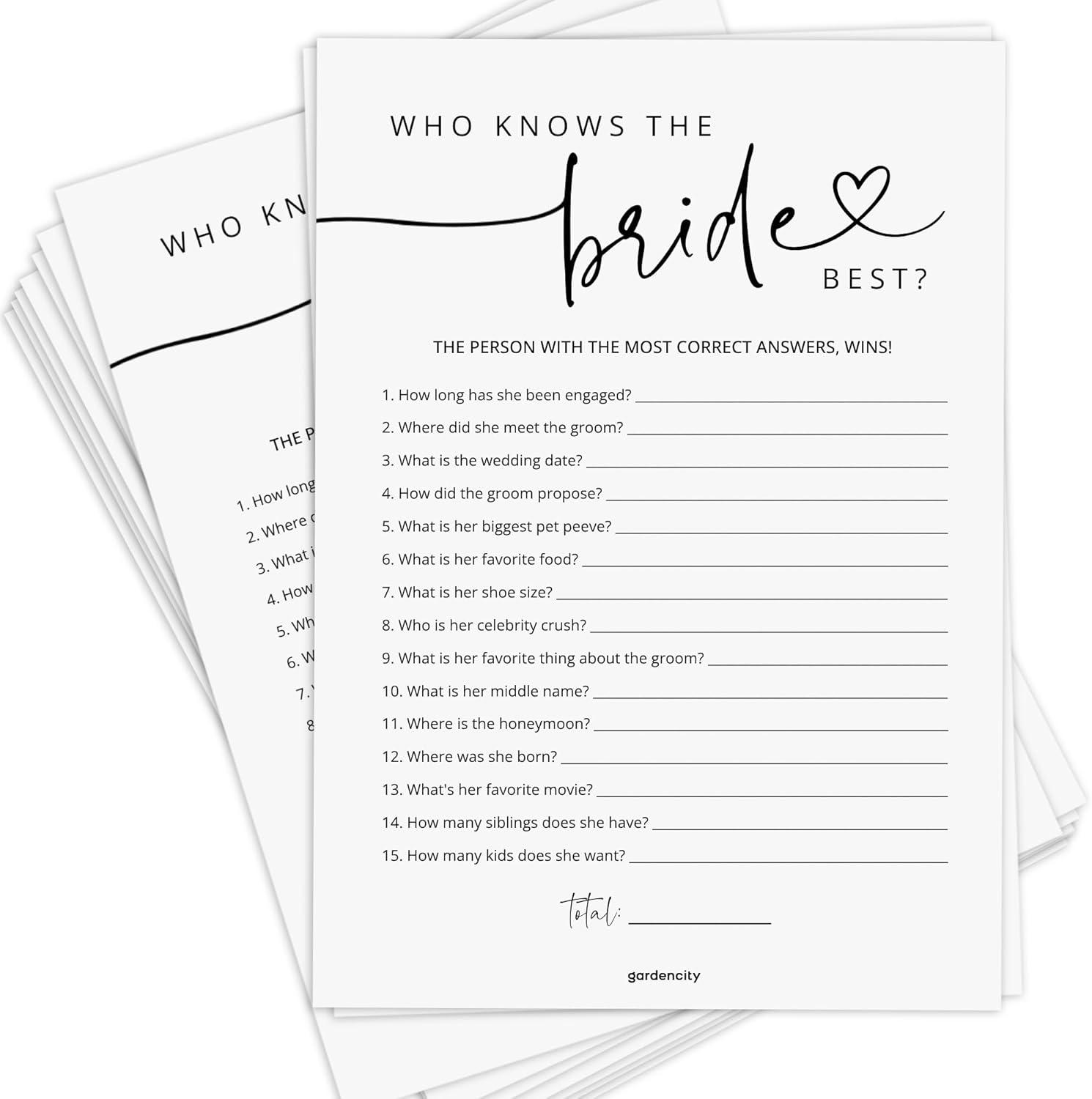 Bridal Shower Brain Teaser: Who Knows Bride Best Showdown!